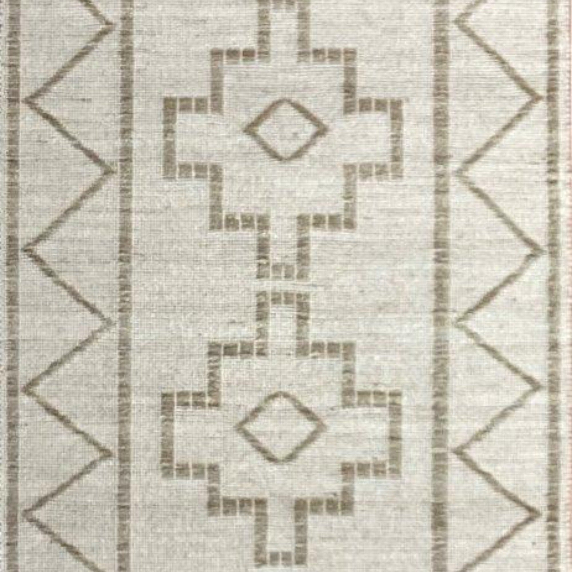 J - 2 Beige Sea Grass and Cotton Hand Woven Rug - Nanak Rugs