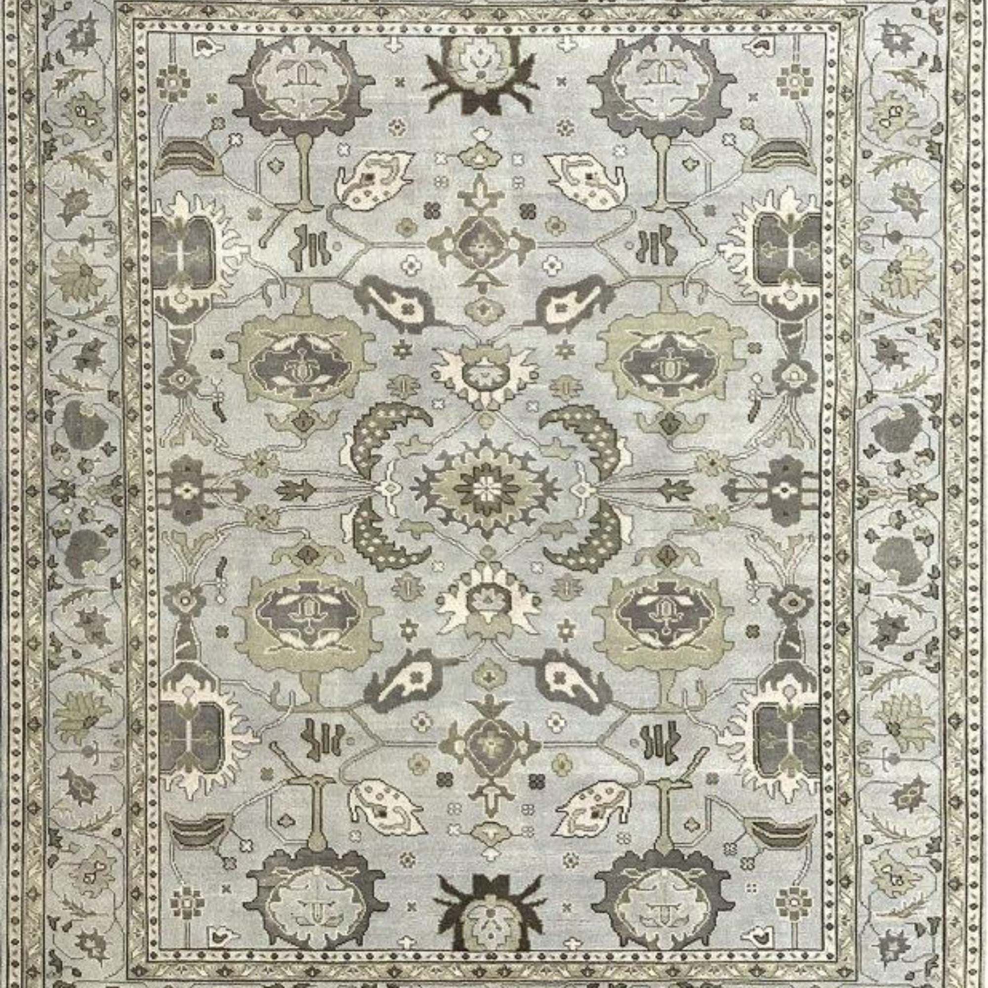 K - 1462 Light Grey Hand Knotted Rug - Nanak Rugs