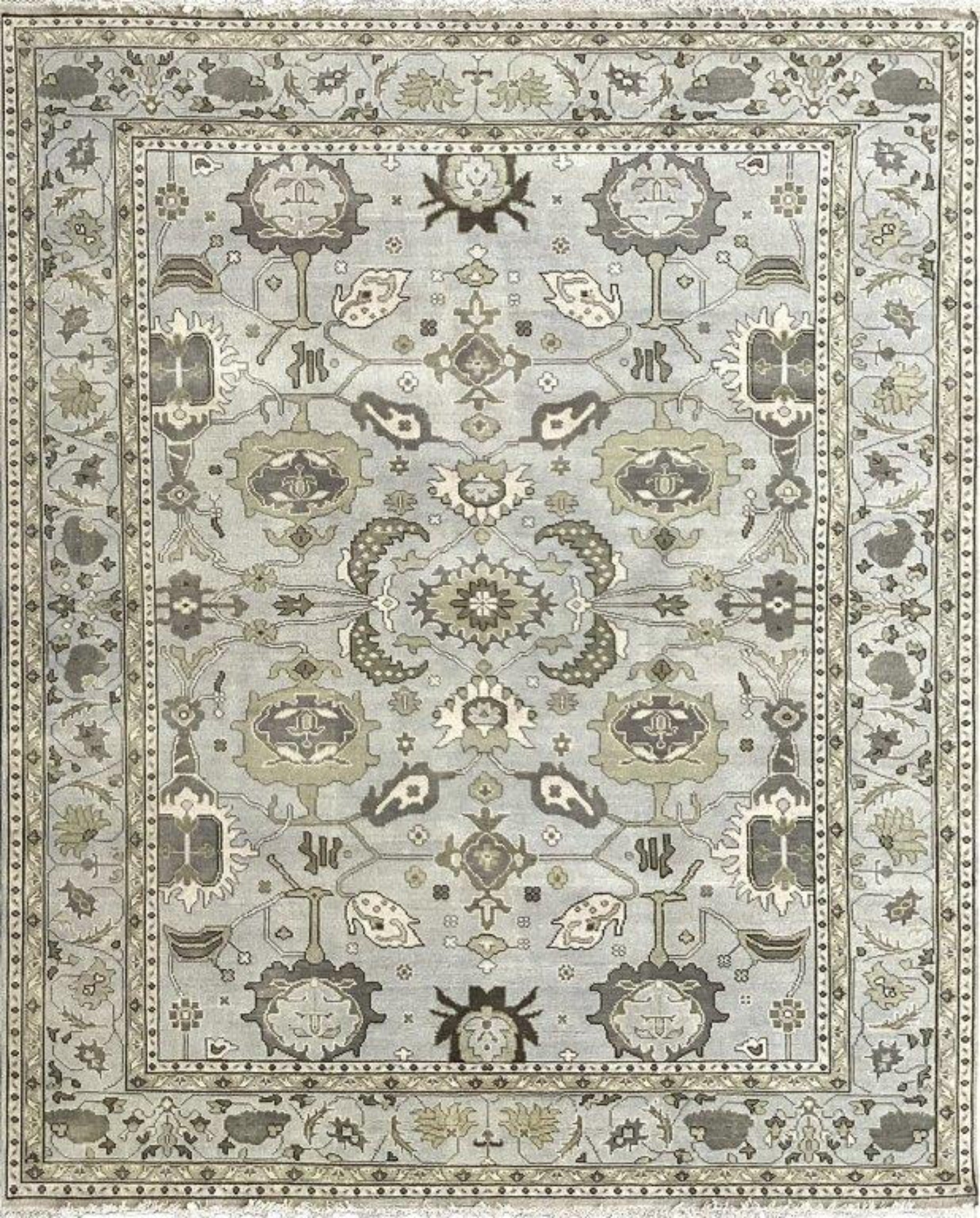 K - 1462 Light Grey Hand Knotted Rug - Nanak Rugs