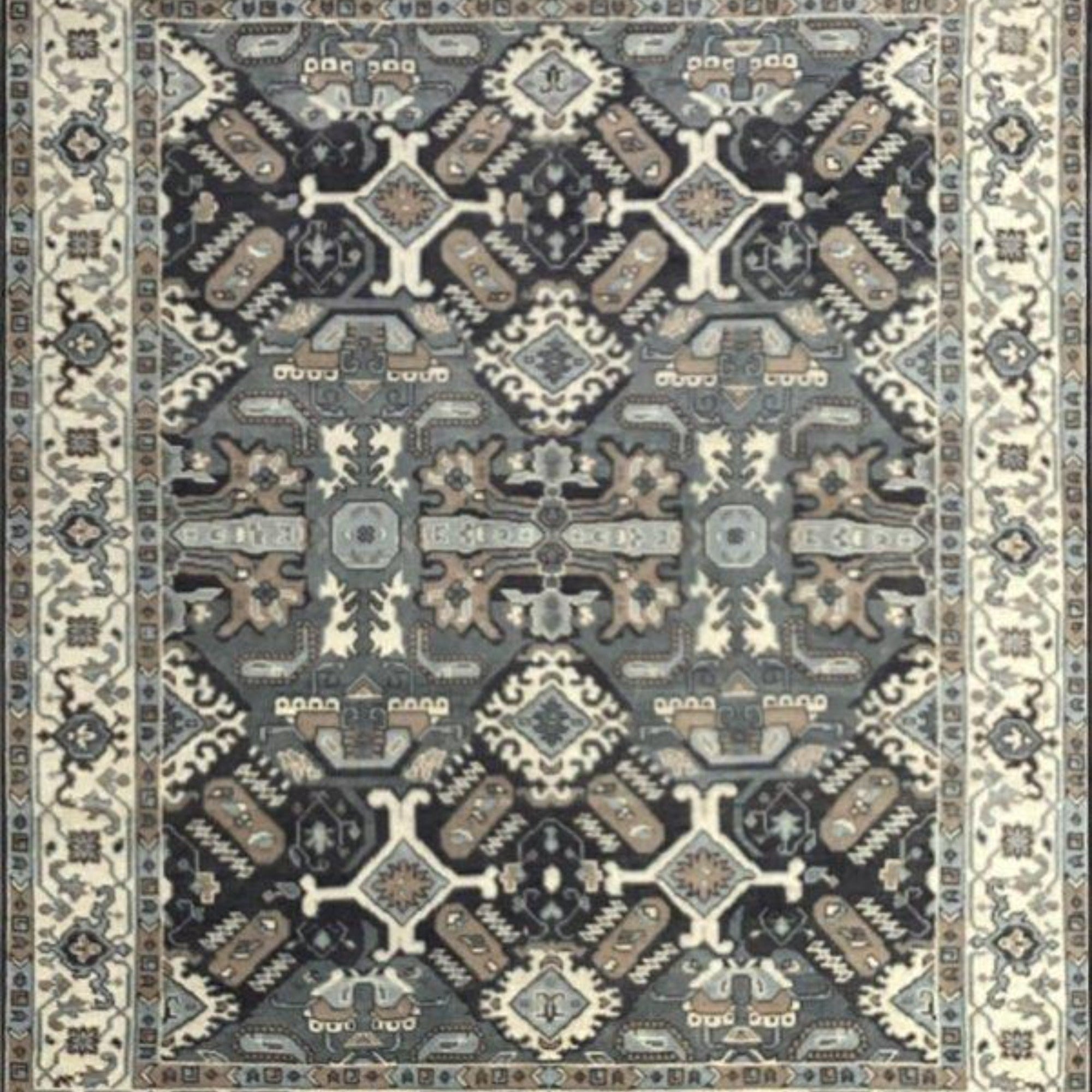 K - 1489 Grey/Beige Hand Knotted Rug - Nanak Rugs