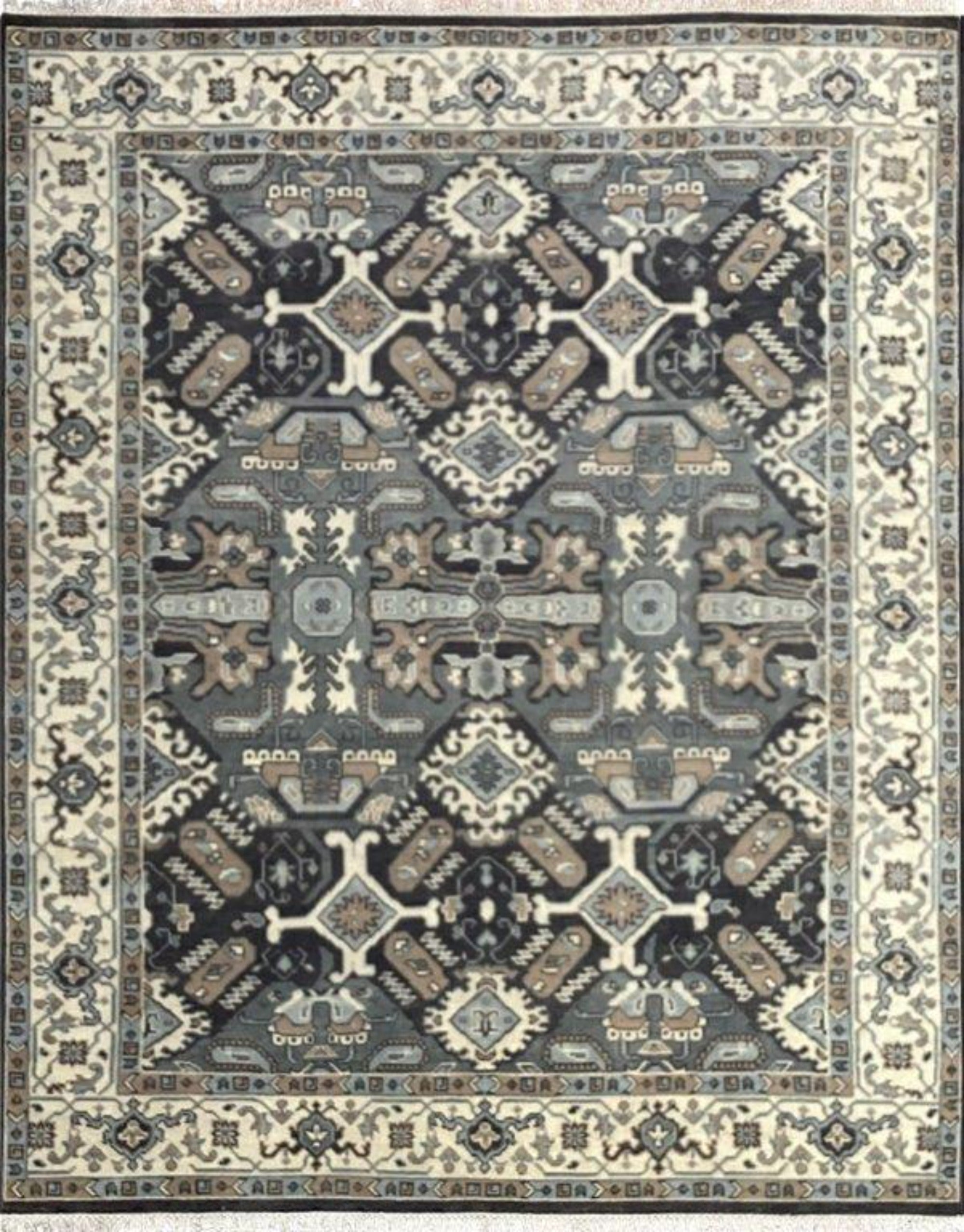 K - 1489 Grey/Beige Hand Knotted Rug - Nanak Rugs