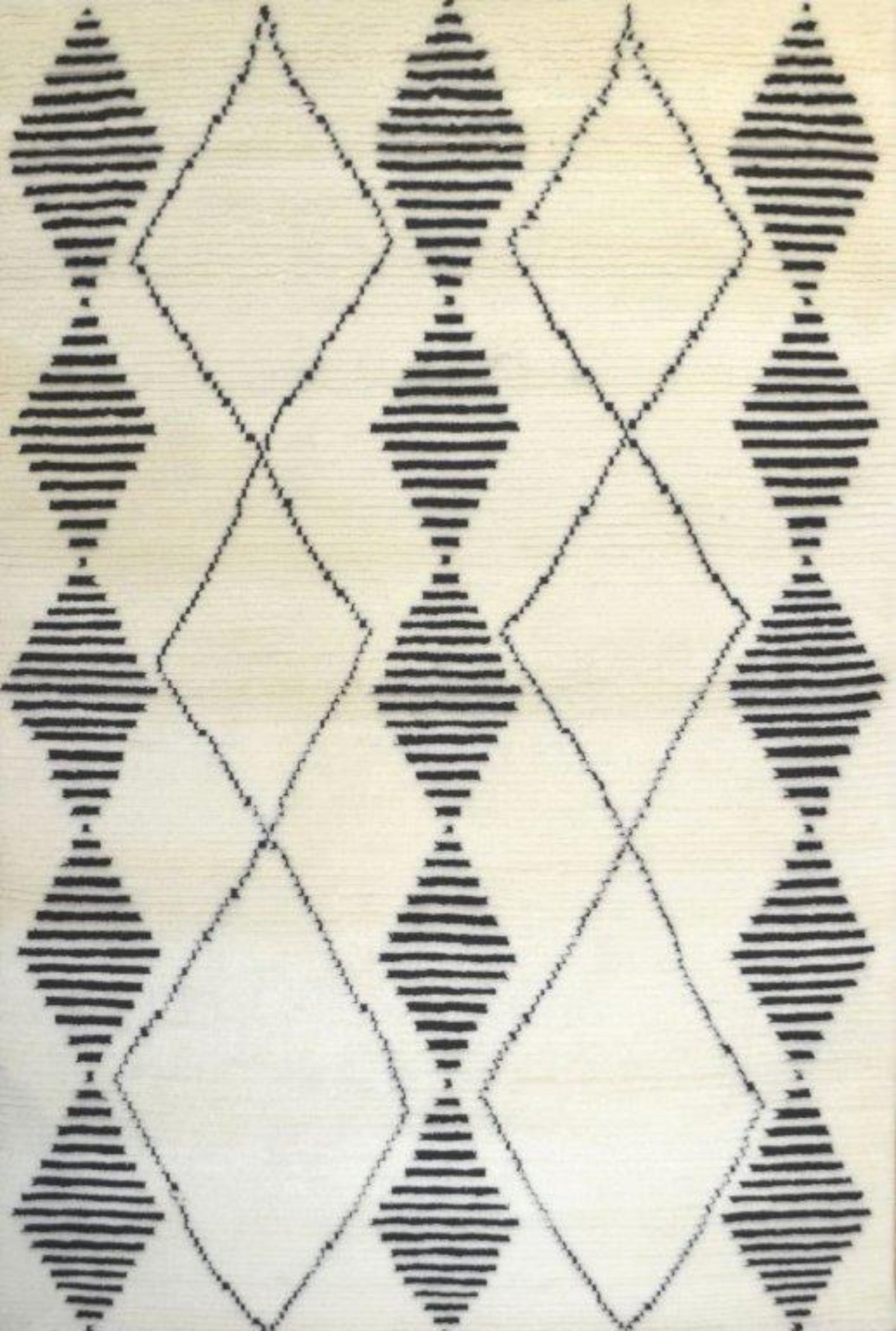 ラグ・カーペット 50s Traditional Hand-Knotted rug SK-19 White-Black Hand Knotted Rug – Nanak Rugs