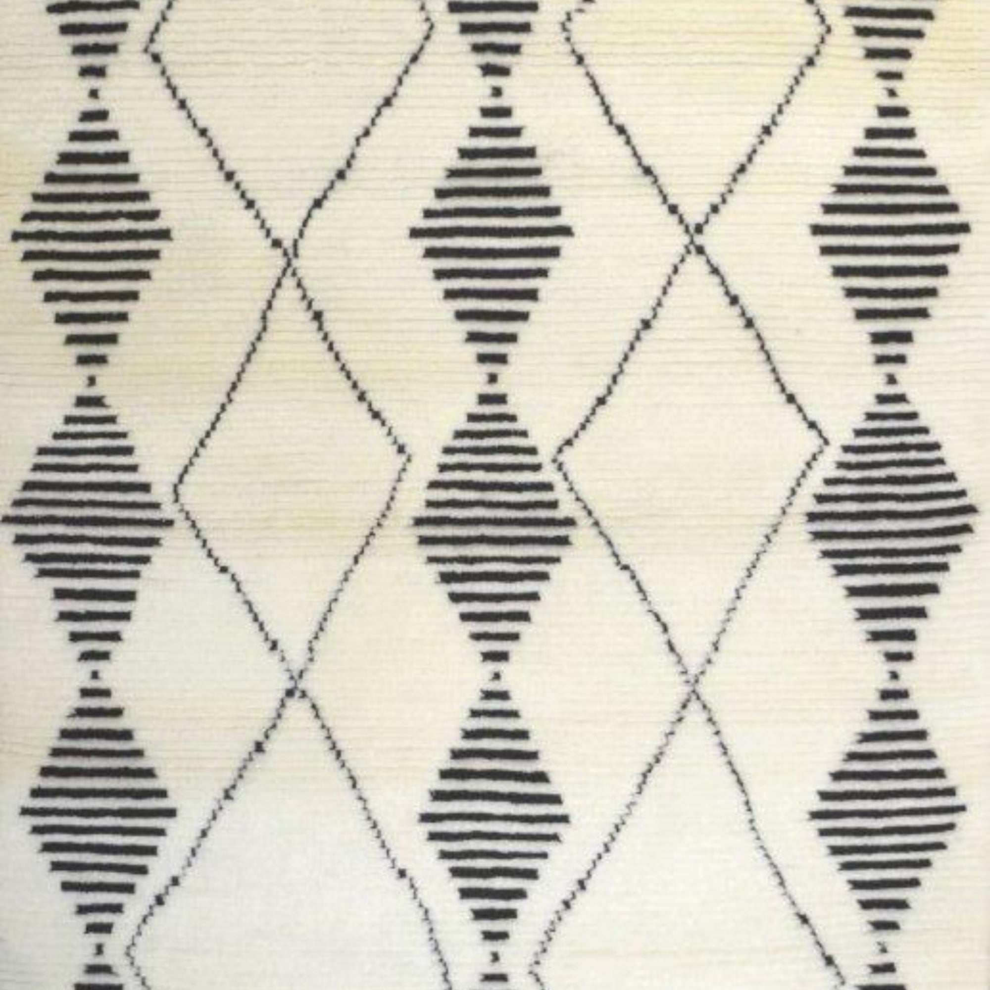 SK - 19 White - Black Hand Knotted Rug - Nanak Rugs