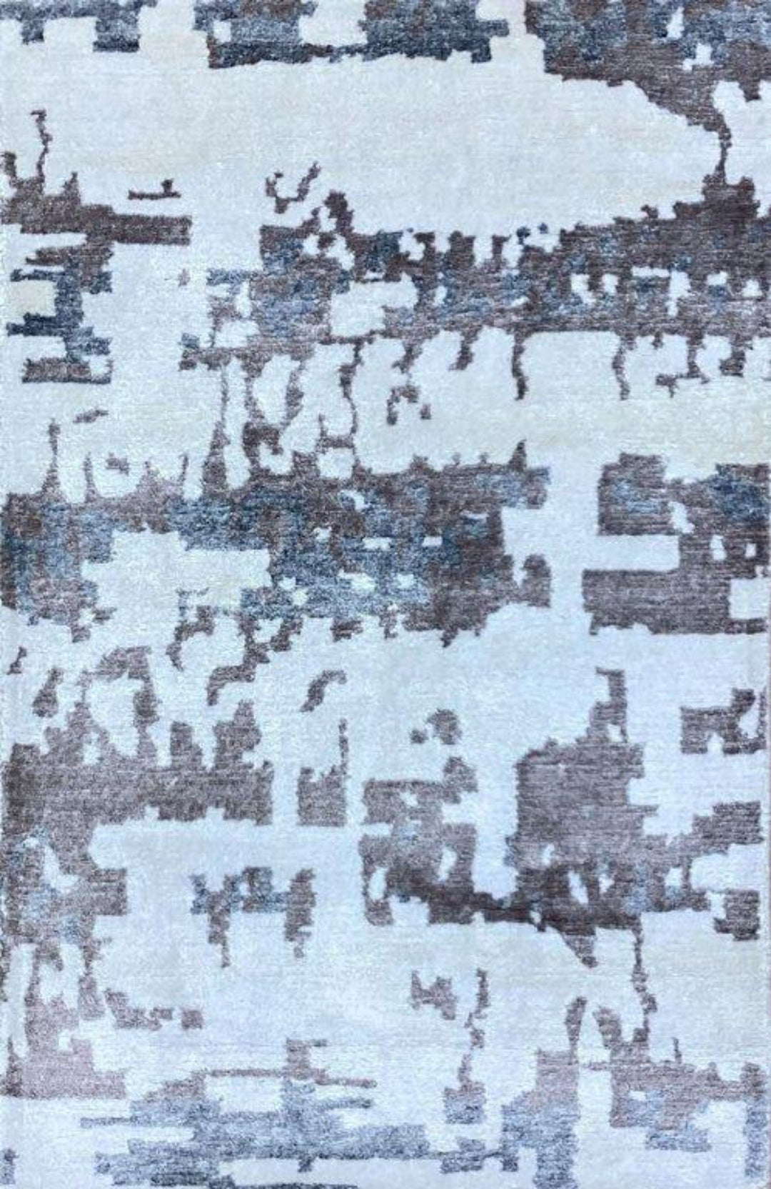SS-7 White Grey Bamboo Silk Indo Nepali Rug – Nanak Rugs