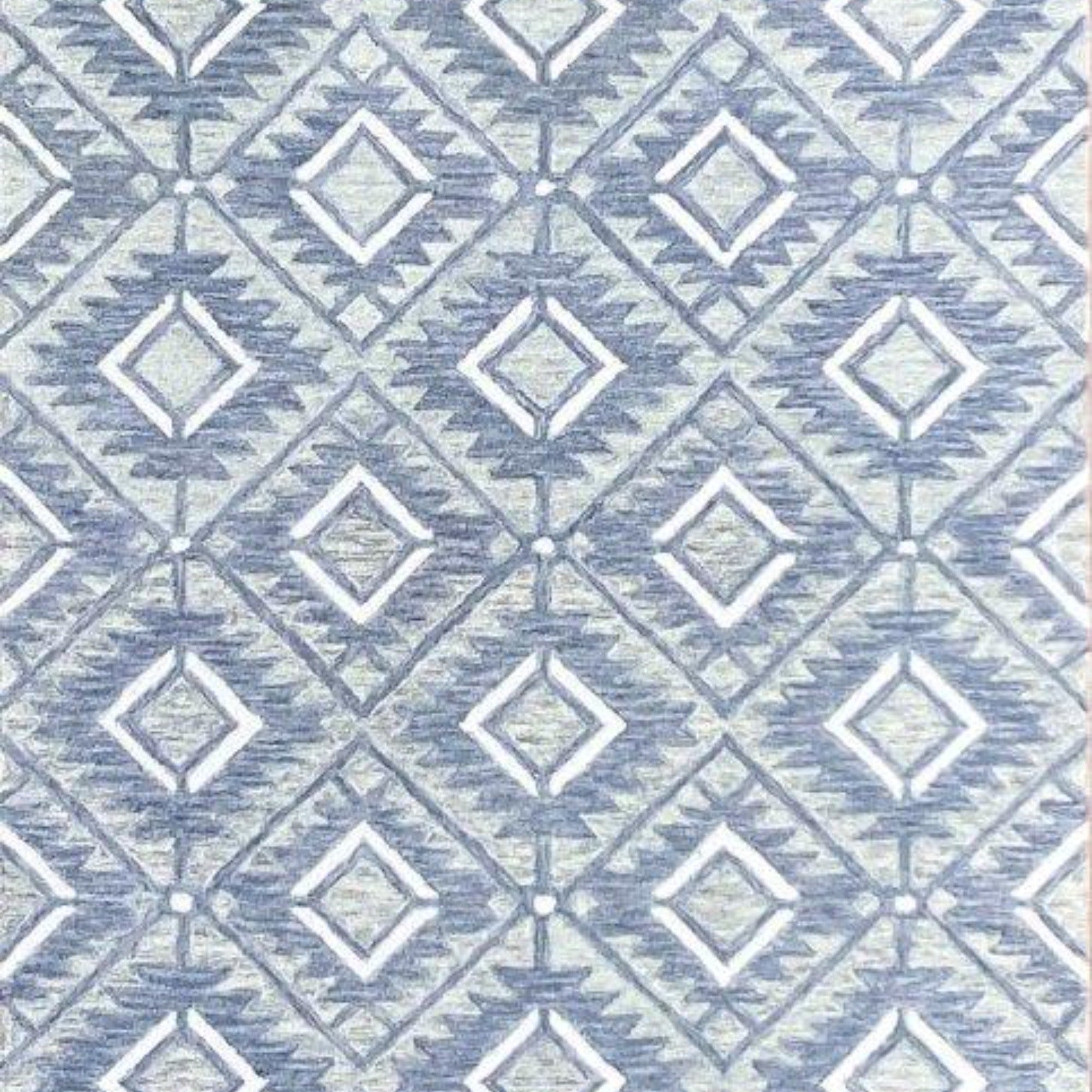 ST - 198 Geometrical Light Blue Hand Tufted Rug - Nanak Rugs