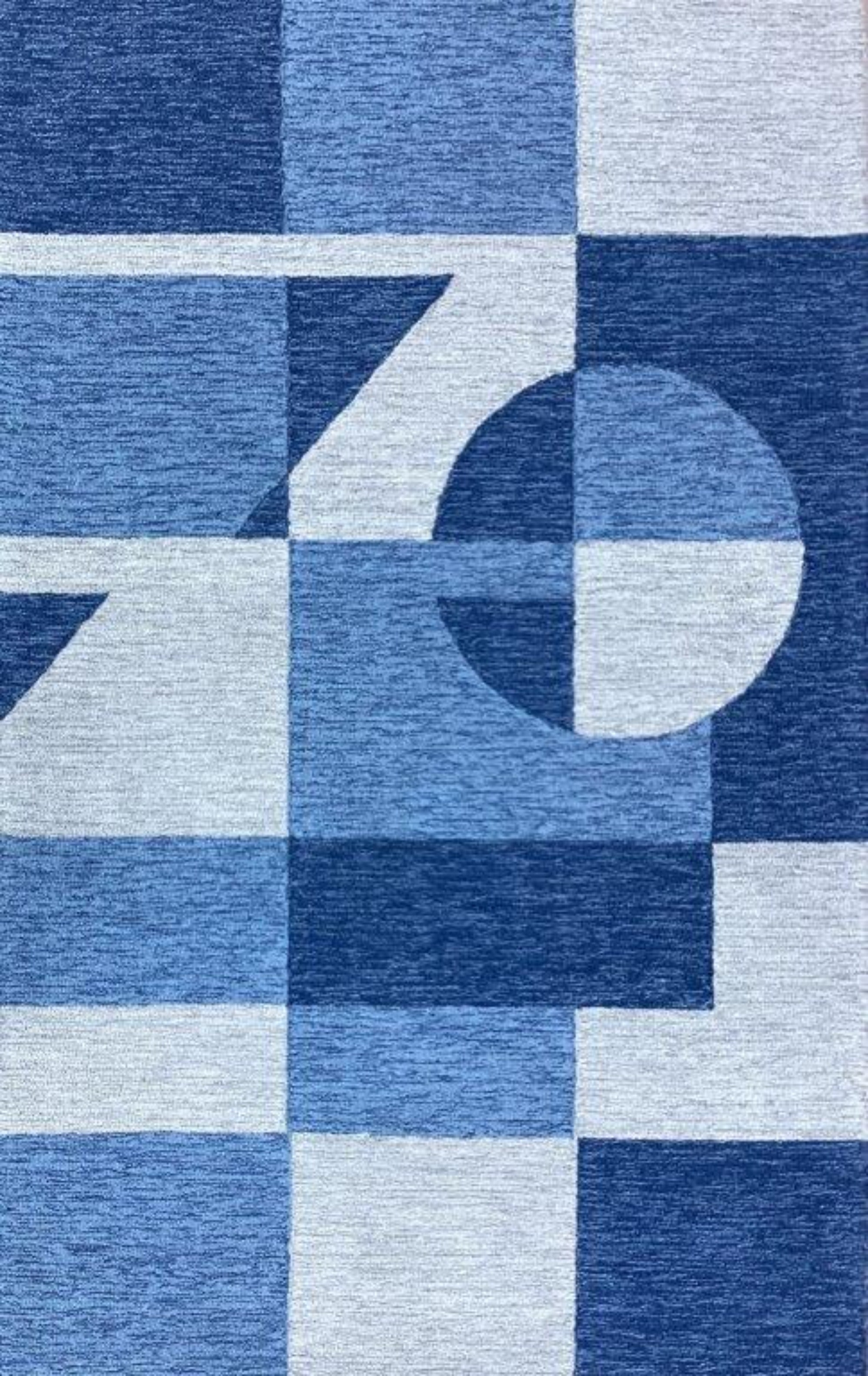 ST - 66 Blue Colored Hand Tufted Rug - Nanak Rugs